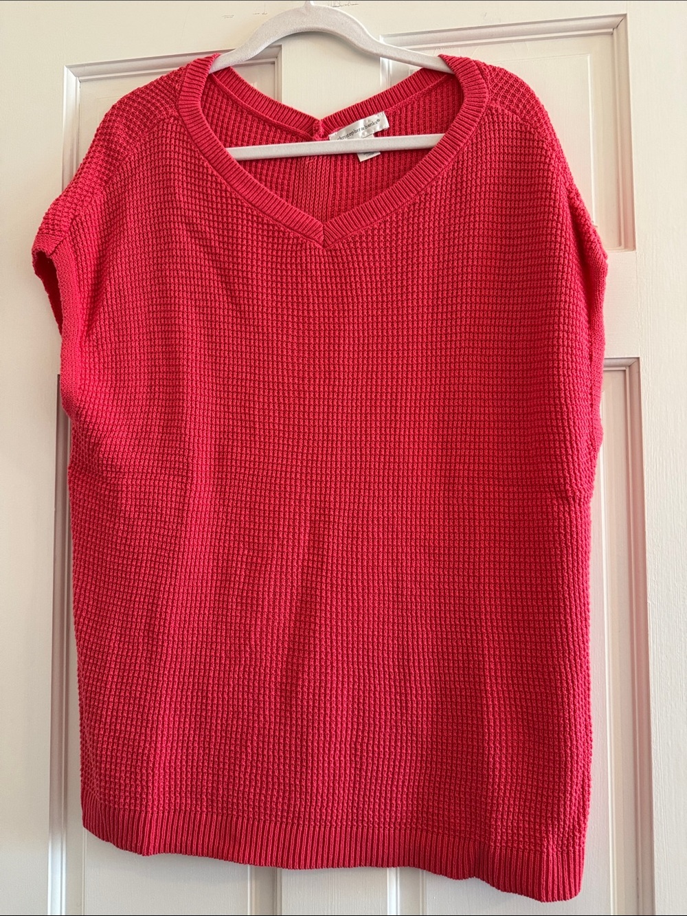 Christopher & Banks Coral 100% Cotton Button Detail Textured Knit Top